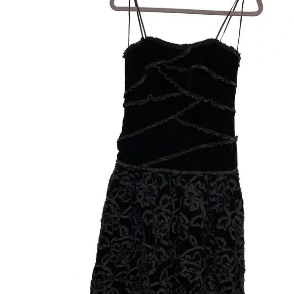 VTG 80s Crushed Velvet Black Sleeveless Party Dress NWT Deadstock - Picture 3 of 11